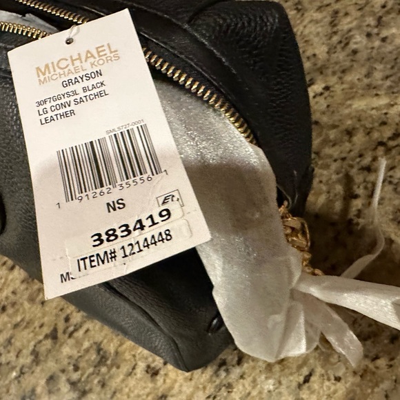 NWT MICHAEL Kors GRAYSON LARGE SATCHEL shoulder bag BLACK Leather Gold MSRP$348 - Picture 6 of 10